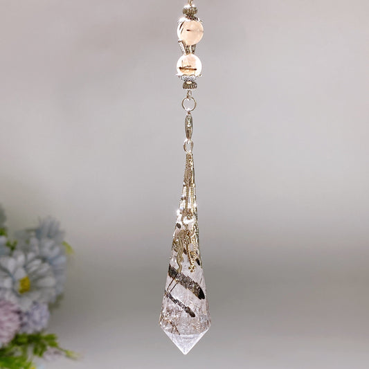 32cm Black Tourmaline in Quartz Pendulum Crystal healing Bulk Wholesale