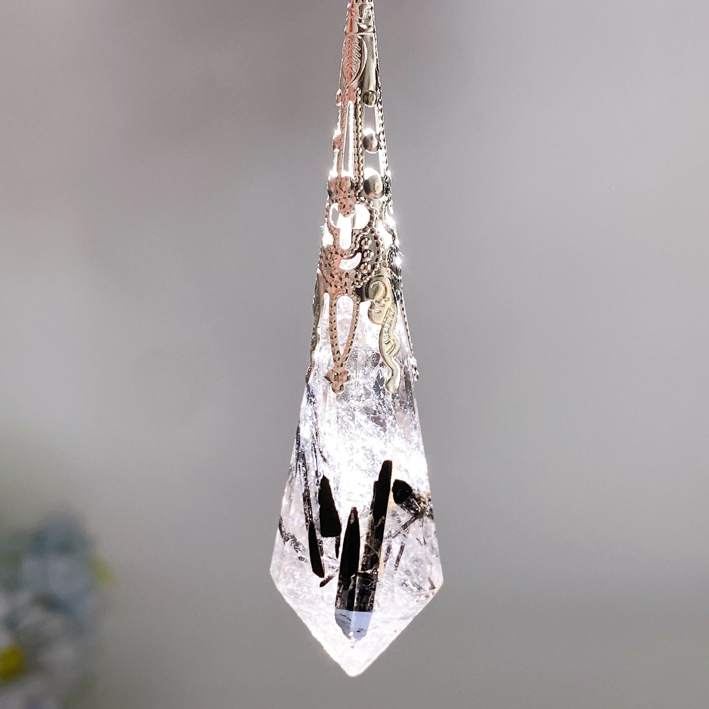 32cm Black Tourmaline in Quartz Pendulum Crystal healing Bulk Wholesale