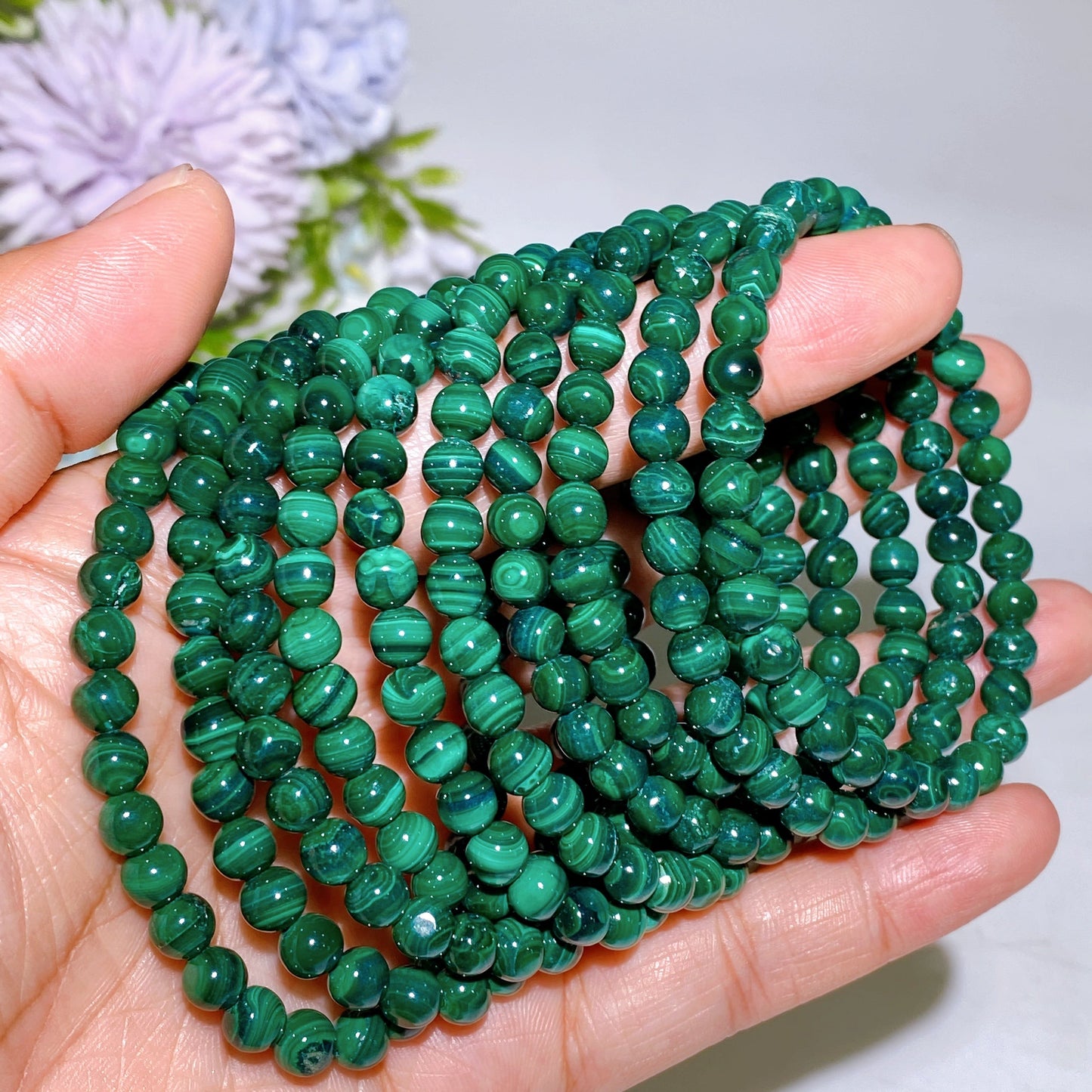 5mm Malachite Bracelet Crystal Healing Bulk Wholesale