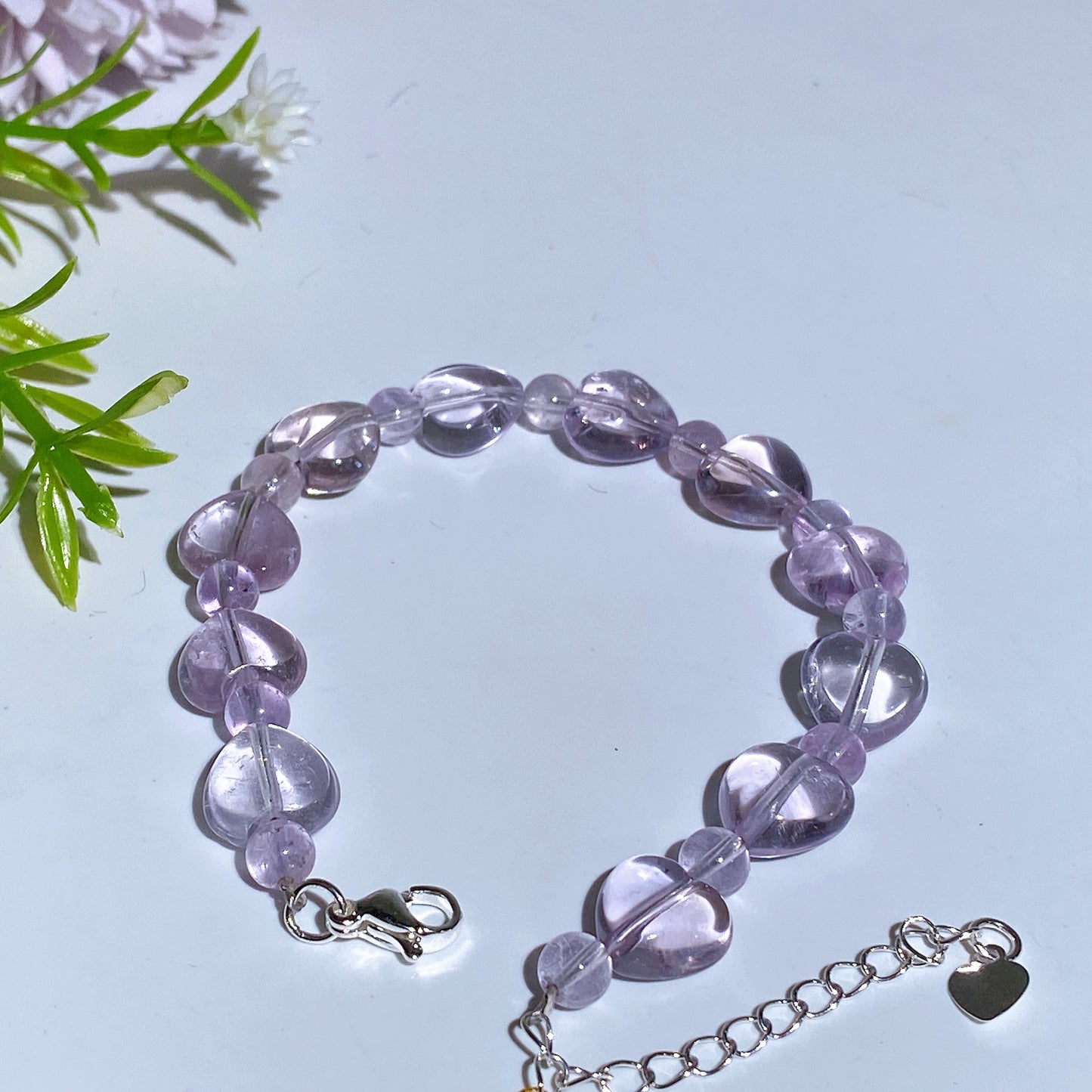 Lavender Amethyst Heart Bracelet Crystal Healing Bulk Wholesale