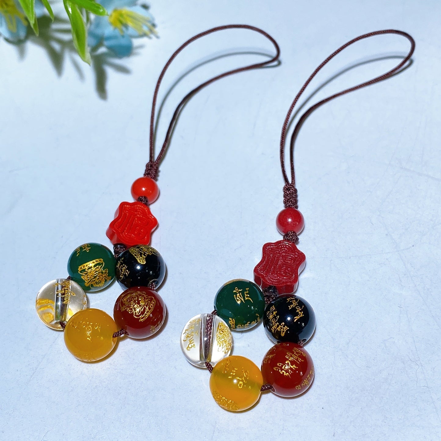 Cinnabar Crystal with Printing Bag Cellphone Hanging Ornament Crystal Healing Bulk Whoelsale