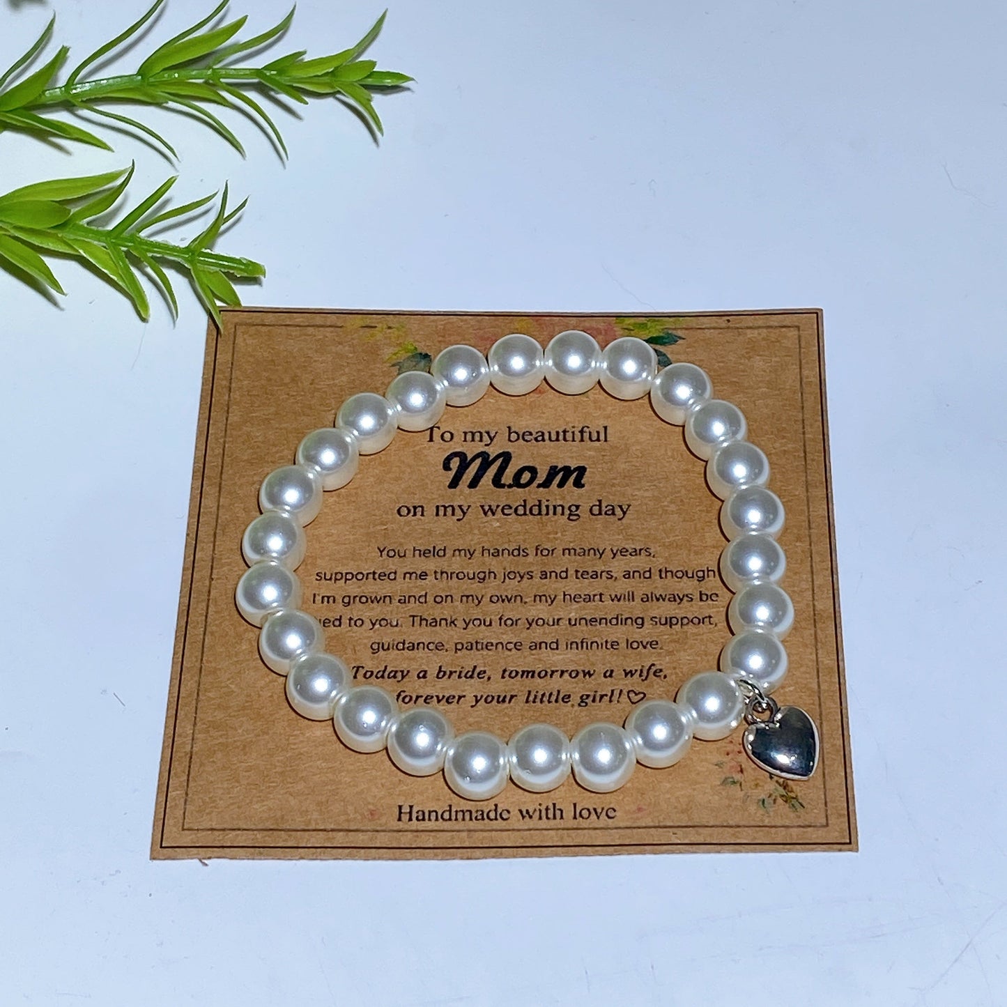Mother's Day Gift 8mm Crystal Pearl Bracelet with Card Crystal Healing Bulk Wholesale