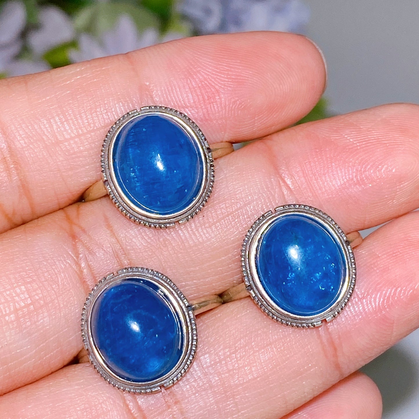 Sterling Silver Blue Apatite Ring Crystal Healing Bulk Wholesale