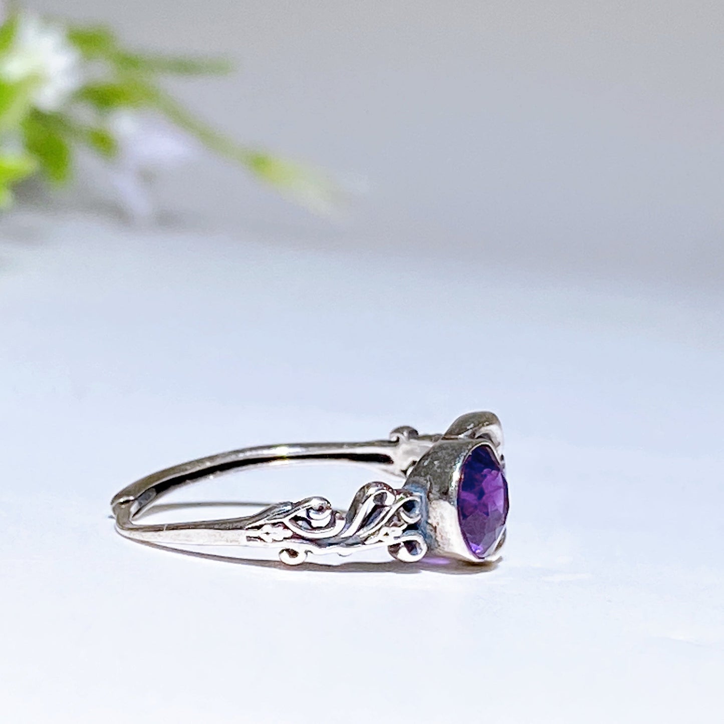 Sterling Silver Amethyst Moon Ring Crystal Healing Bulk Wholesale