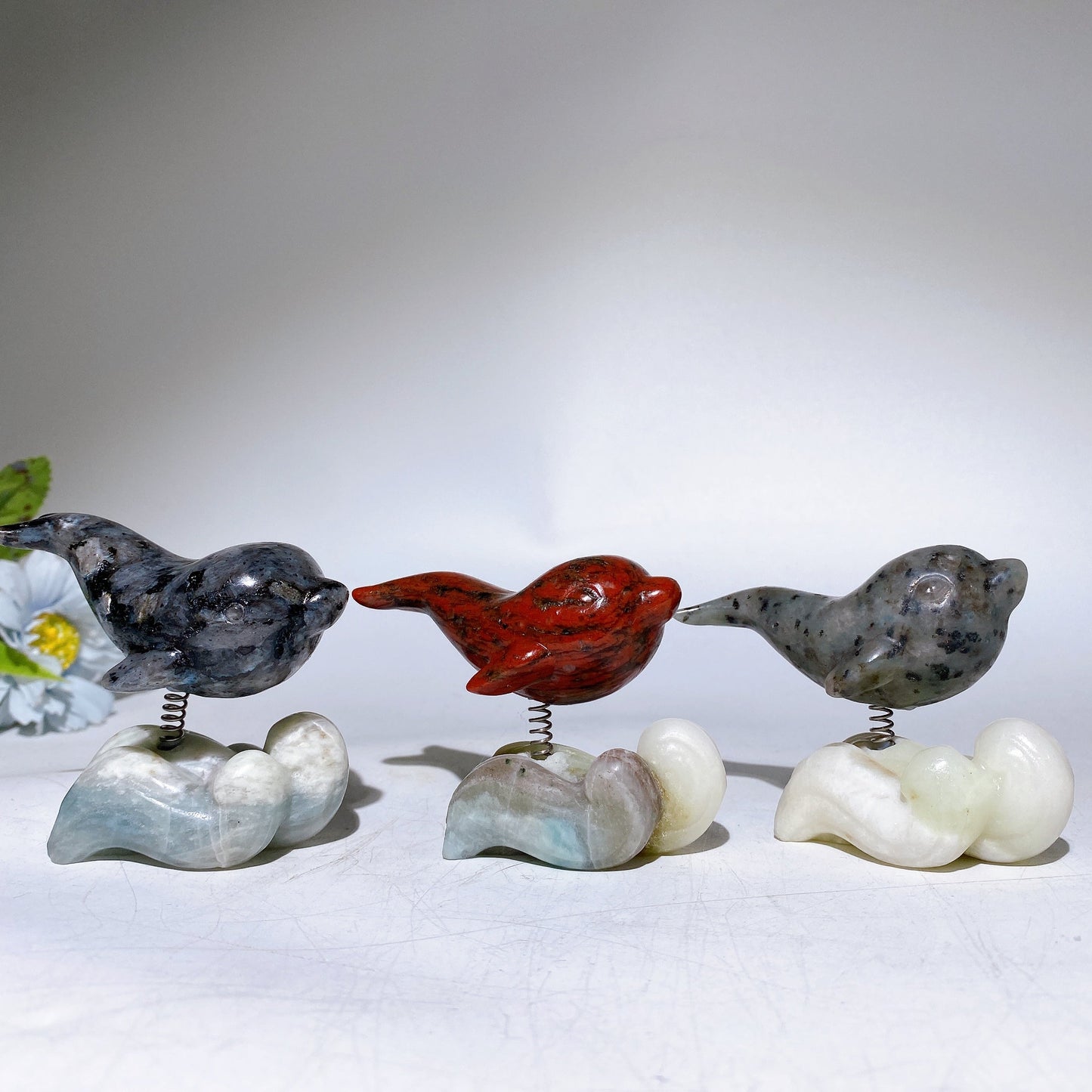 2.9" Crystal Dolphin Carving with Jade Base Crystal Healing Bulk Wholesale