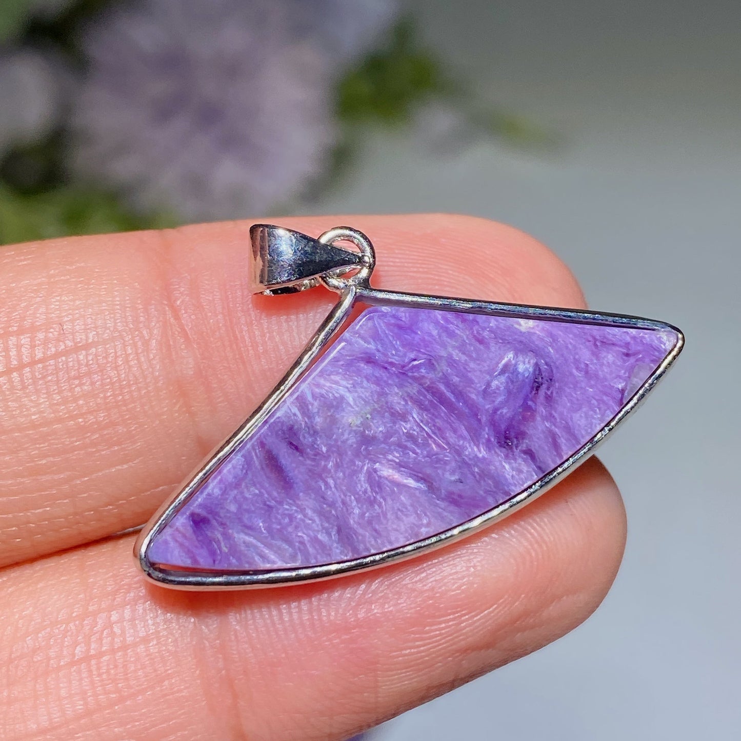 Charoite Fan Shape Pendant Crystal Healing Bulk Wholesale