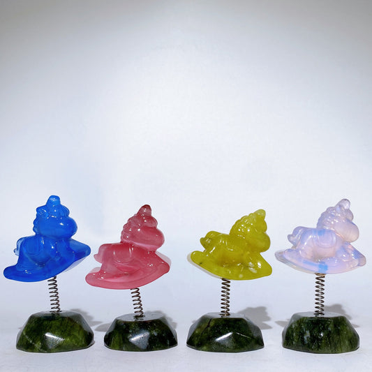 3.2" Crystal Unicorn with Serpentine Base Crystal Healing Bulk Wholesale
