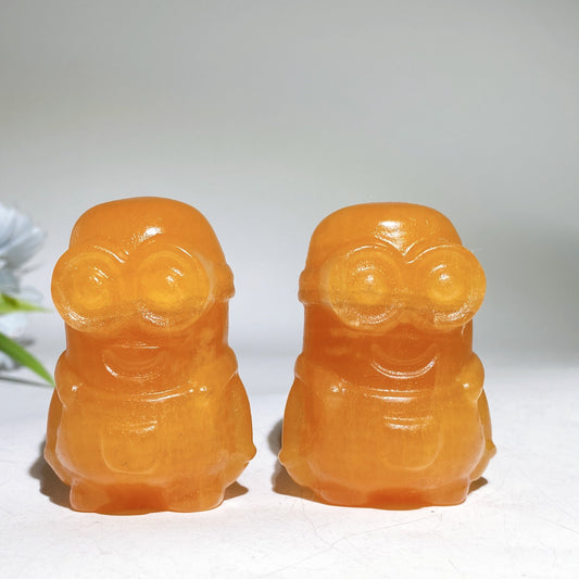 2.4" Orange Calcite Minion Carving Crystal Healing Bulk Wholesale