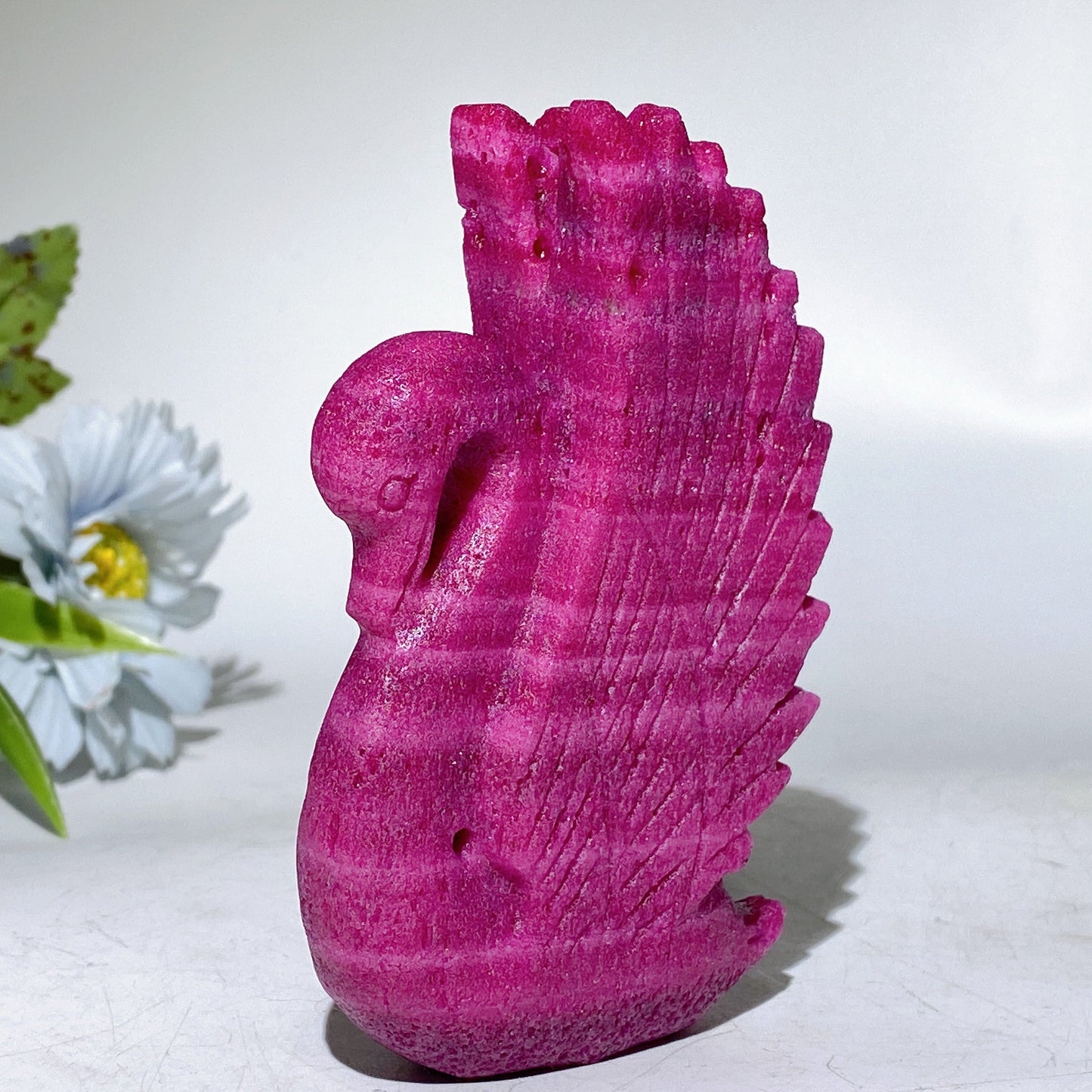 4.5" Crystal Strawberry Quartz Honeycomb Calcite Swan Carving Crystal Healing Bulk Wholesale