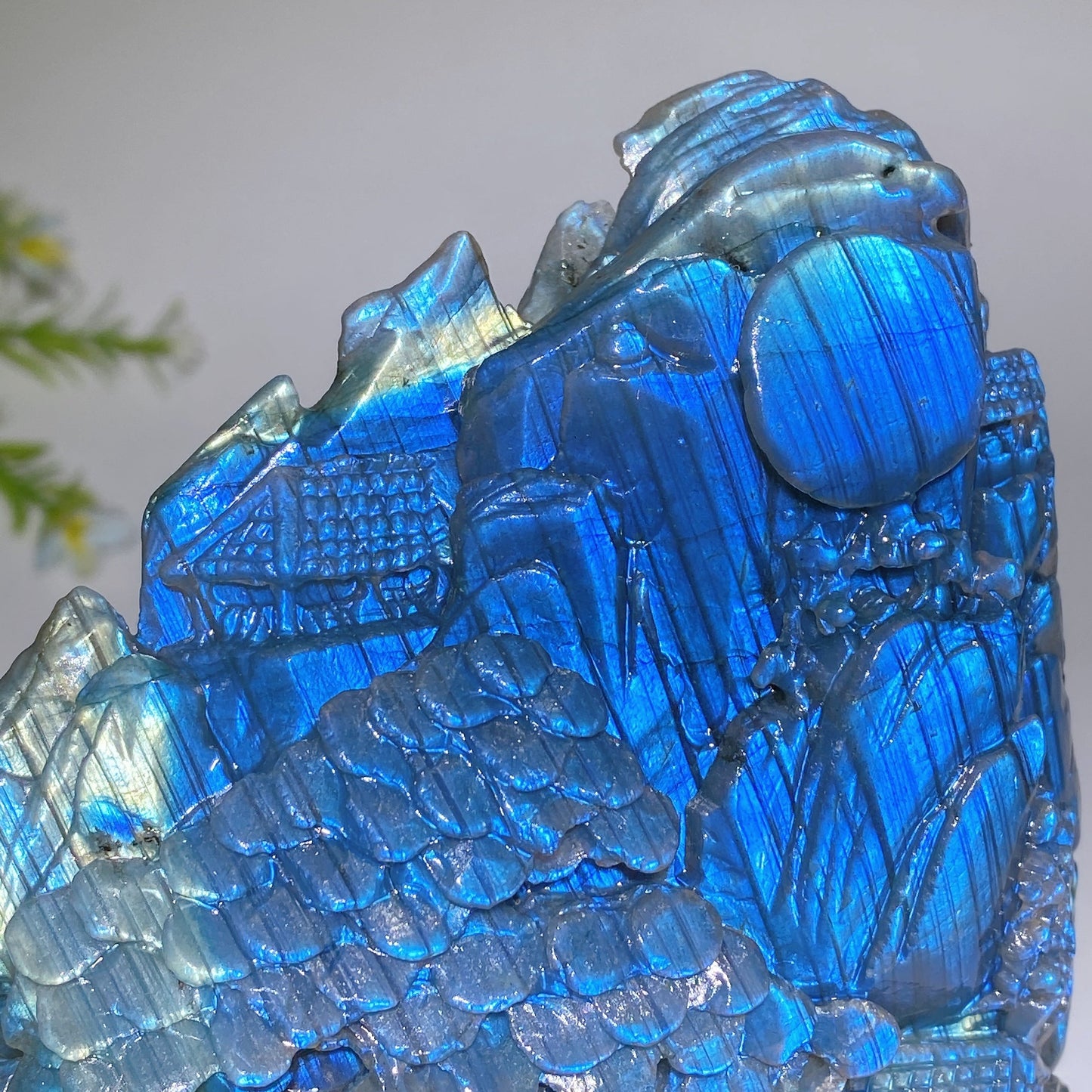 15.5cm Unique Hand Carved Labradorite Landscape Pavilions Free Form Crystal Healing Bulk Wholesale