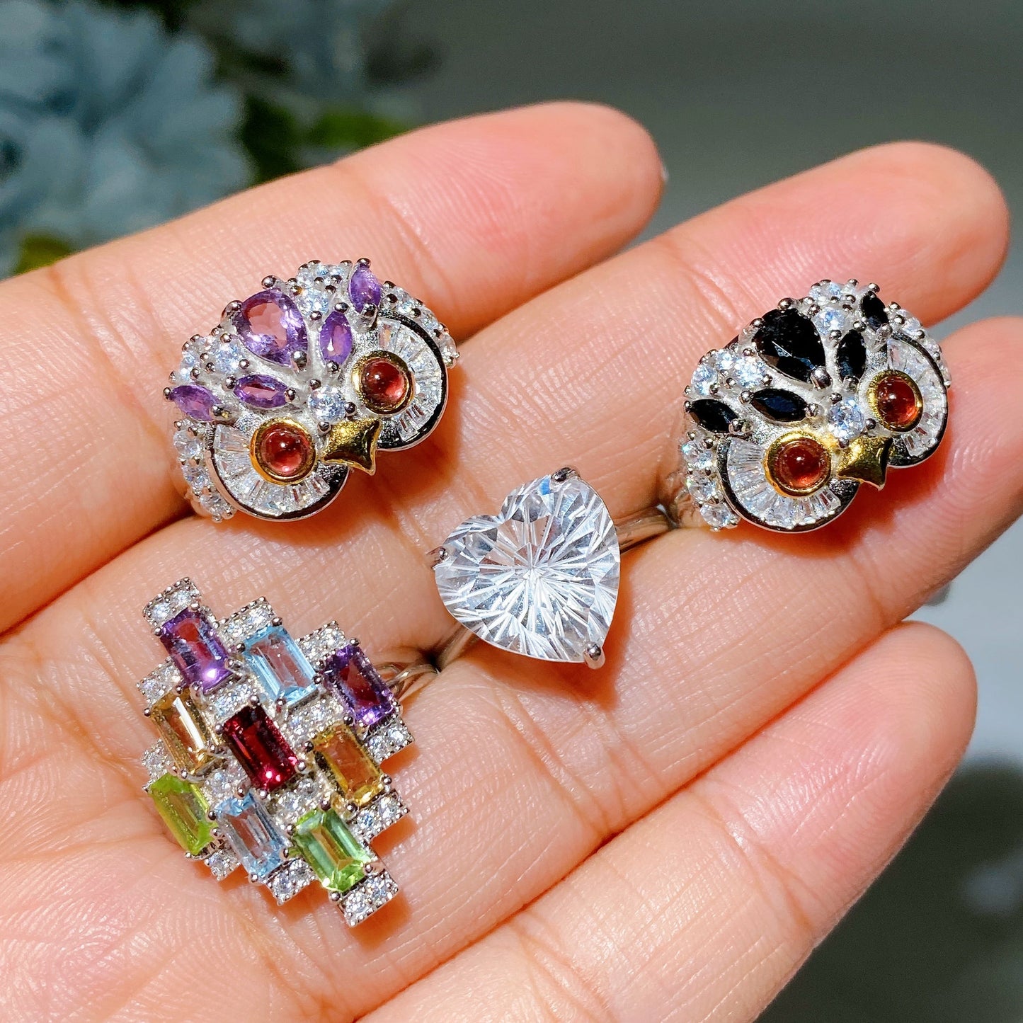 S925 Crystal Ring Crystal Healing Bulk Wholesale