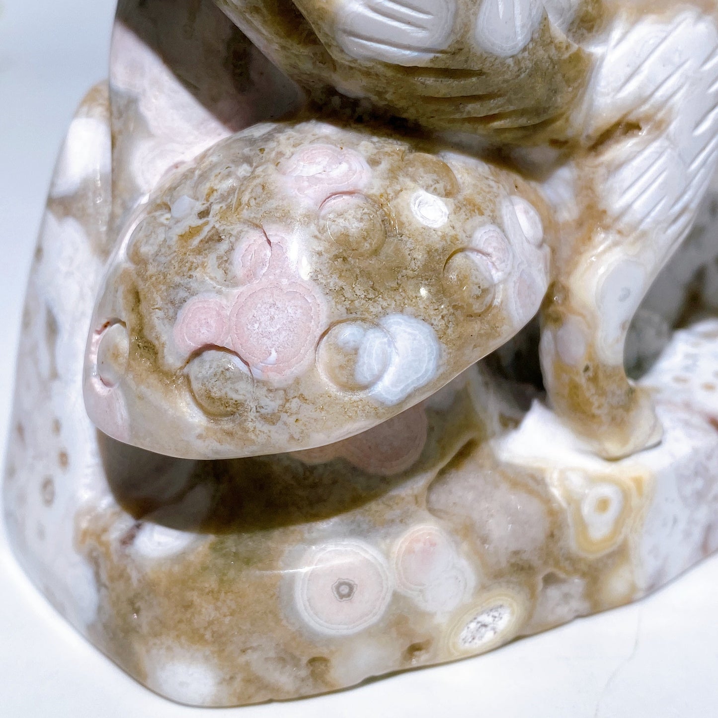 19cm Unique Ocean Jasper Nine-tails Fox Carving Crystal Healing Bulk Wholesale