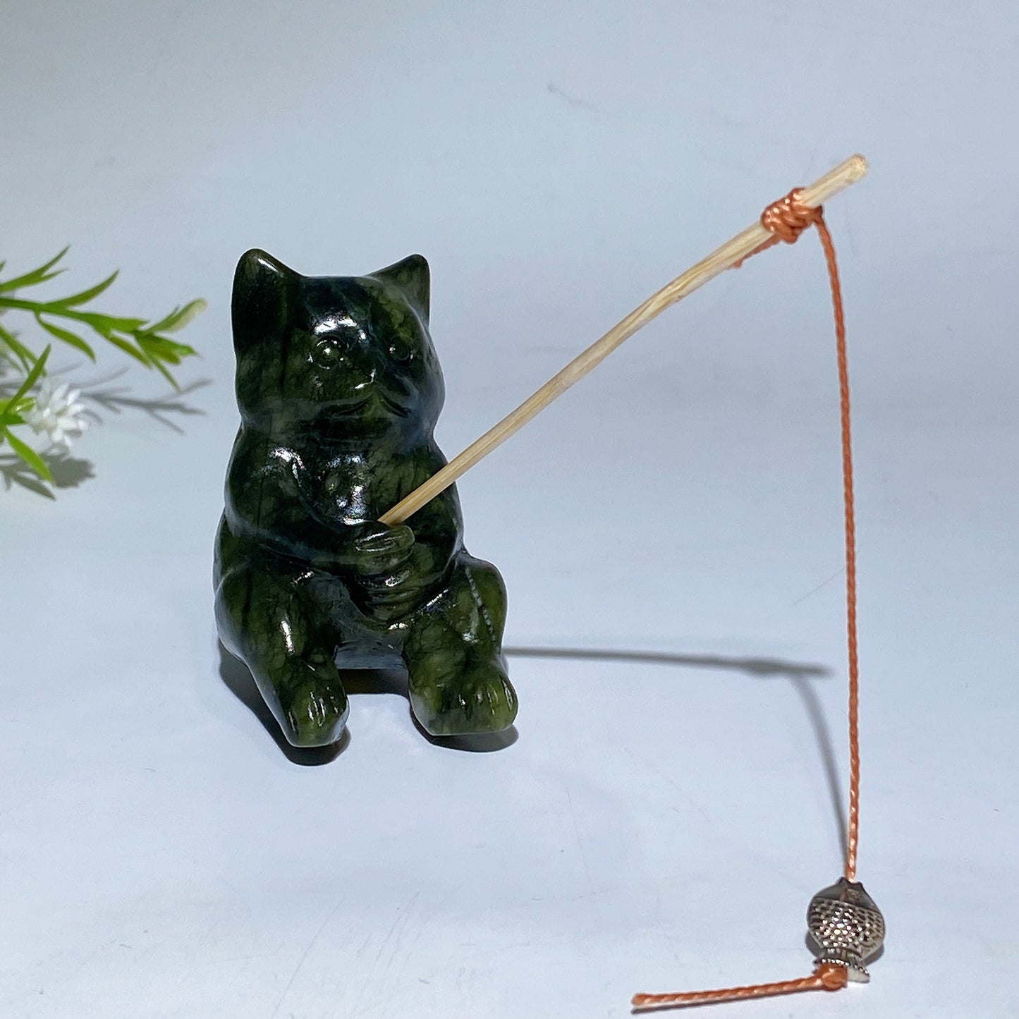 2.3" Crystal Fishing Cat Carving Crystal Healing Bulk Wholesale