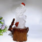 Unique Clear Quartz with Carnelian Rooster Carving with Wooden Stand Crystal Healing Bulk Wholesale