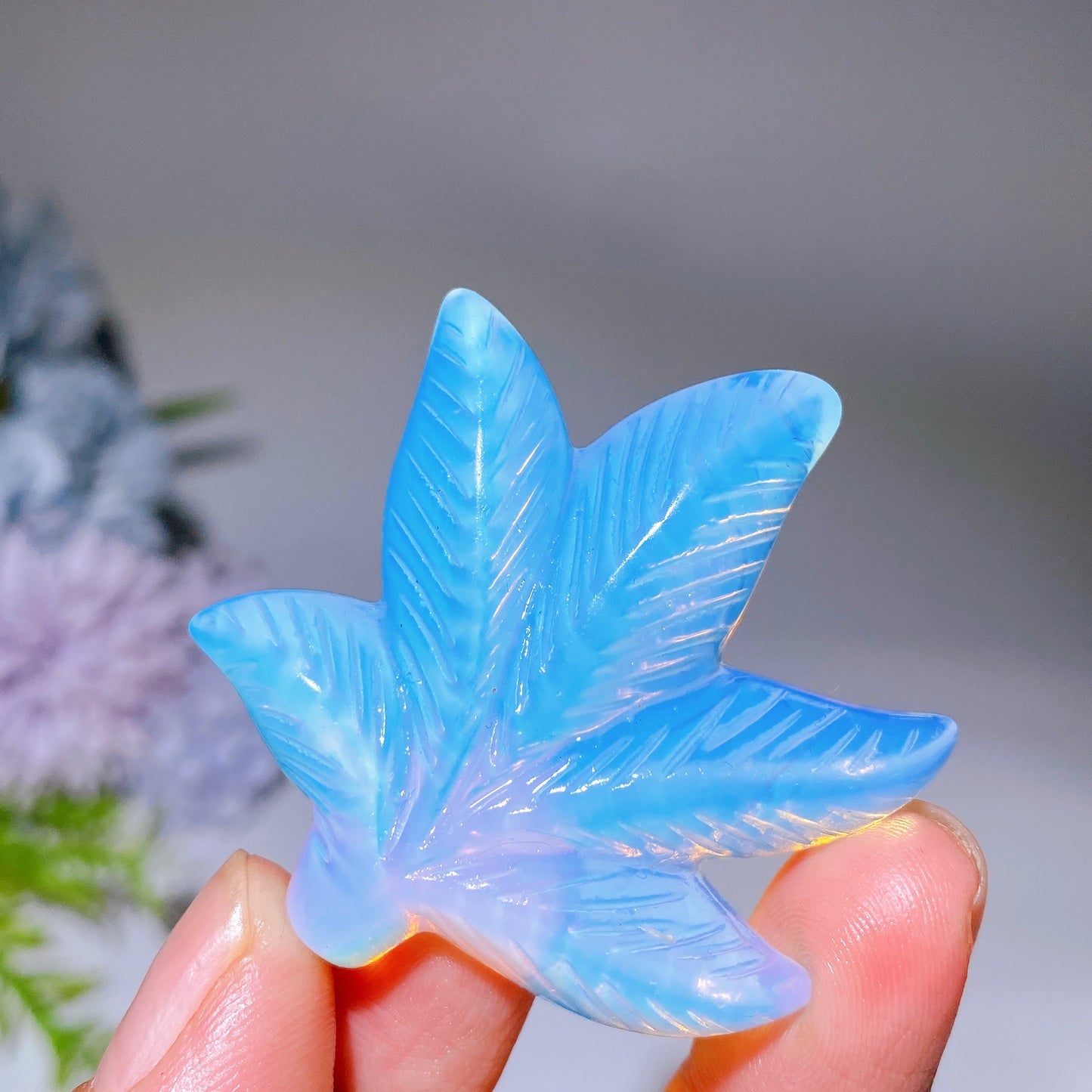 1.8"-2.0" Crystal Maple Leaf Carving Crystal Healing Bulk Wholesale