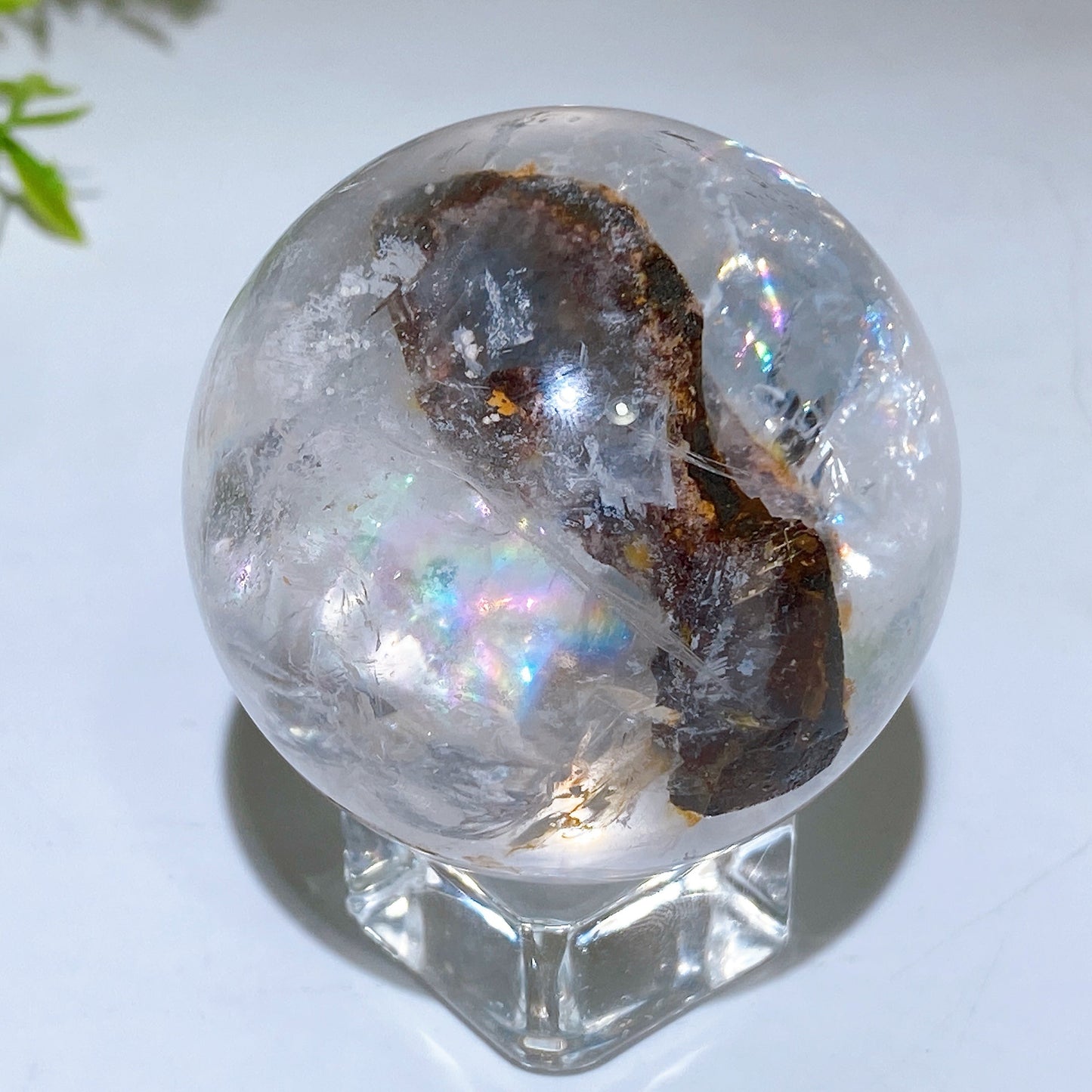 50mm Unique Strong Rainbow with Inclusion Quartz Sphere Crystal Healing Bulk Wholesale