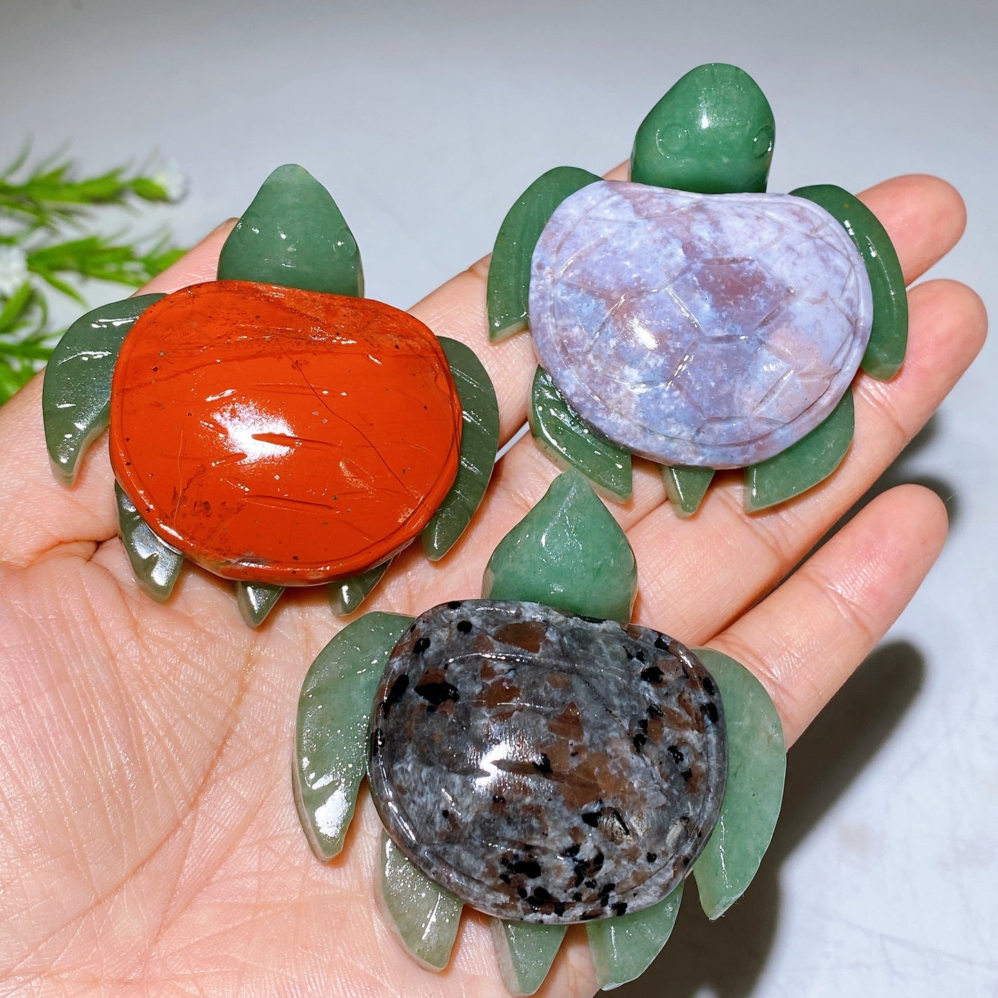 2.0"-2.2" Crystal Turtle with Green Aventurine Base Crystal Healing Bulk Wholesale
