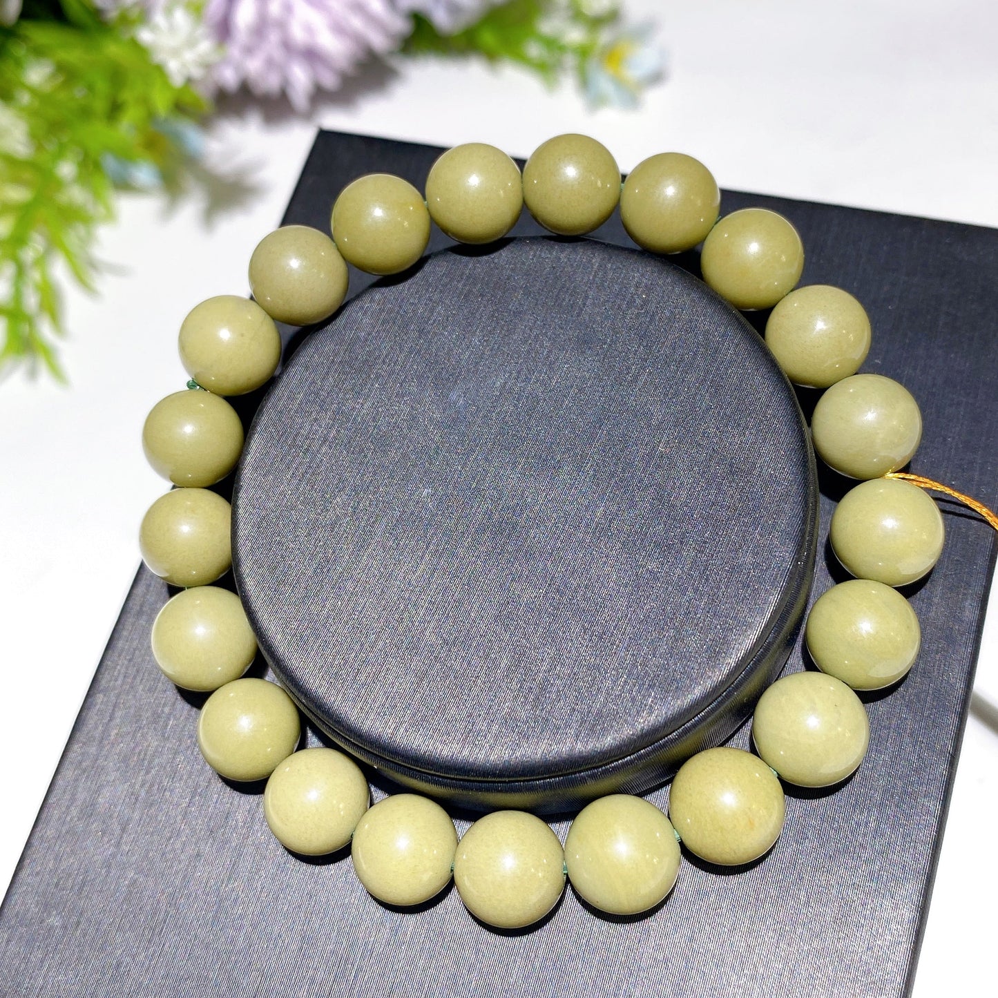 8mm Avocado Green Alashan Agate Bracelet Crystal Healing Bulk Wholesale