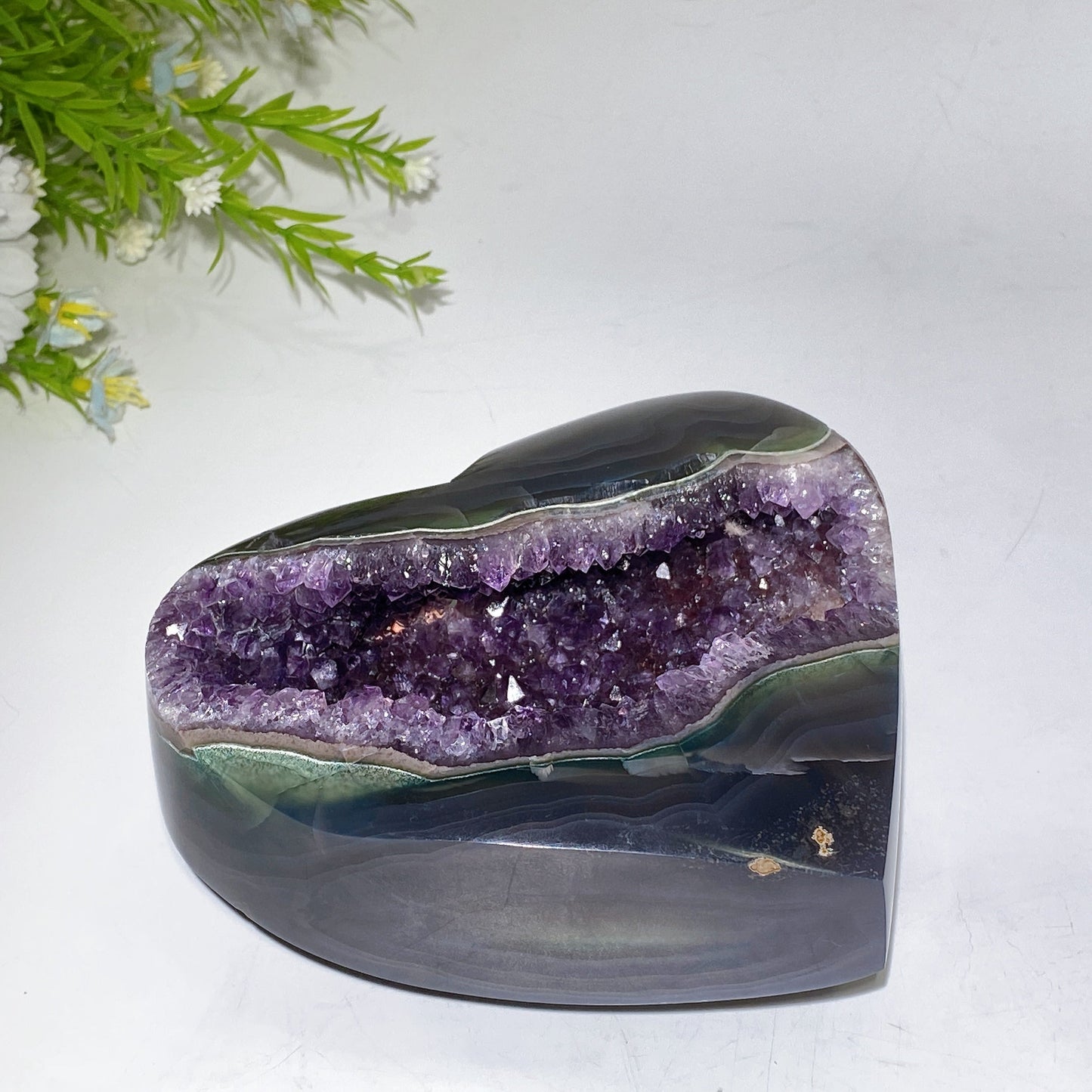 14cm Unique Amethyst Geode Heart Shape Carving Crystal Healing Bulk Wholesale