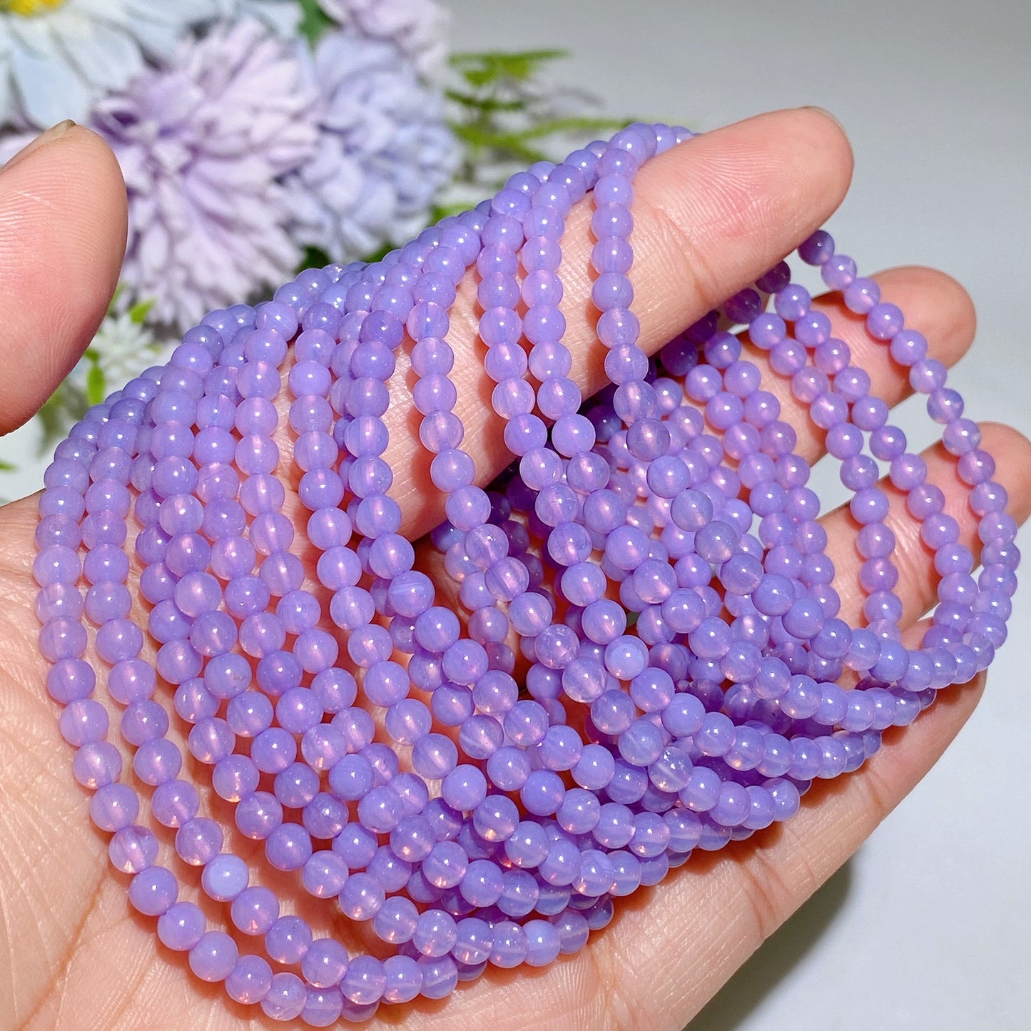4mm Lavender Milky Amethyst Bracelet Crystal Healing Bulk Wholesale