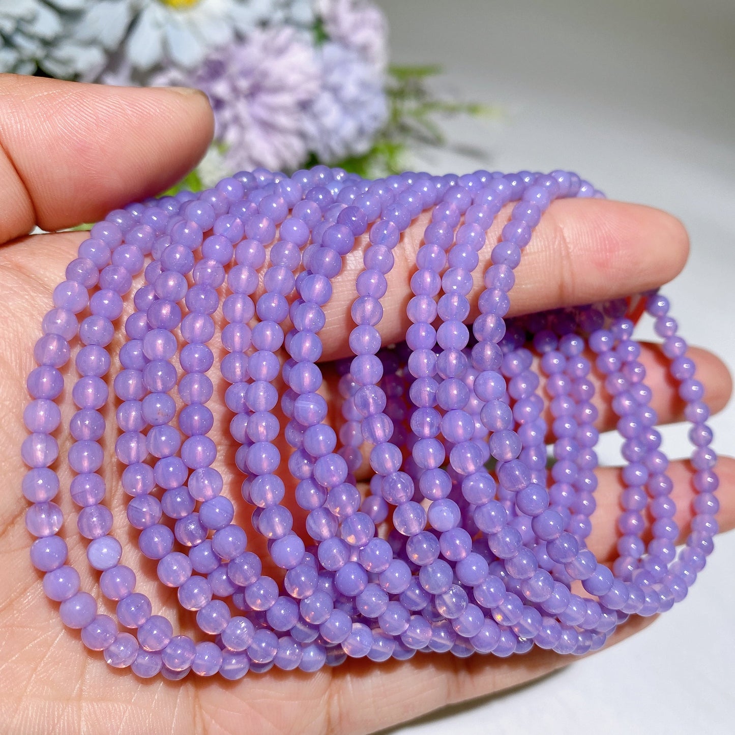 4mm Lavender Milky Amethyst Bracelet Crystal Healing Bulk Wholesale