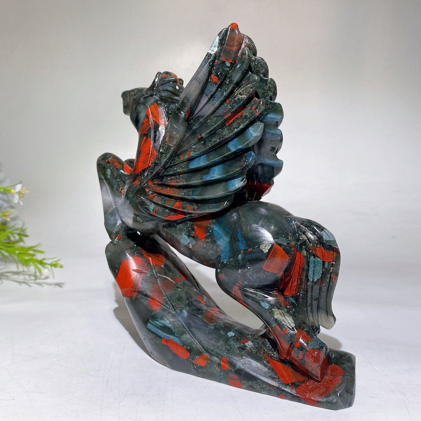 18cm Africa Blood Stone Horse Carving Crystal Healing Bulk Wholesale