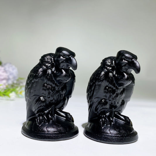 2.4" Black Obsidian Vulture Carving Crystal Healing Bulk Wholesale