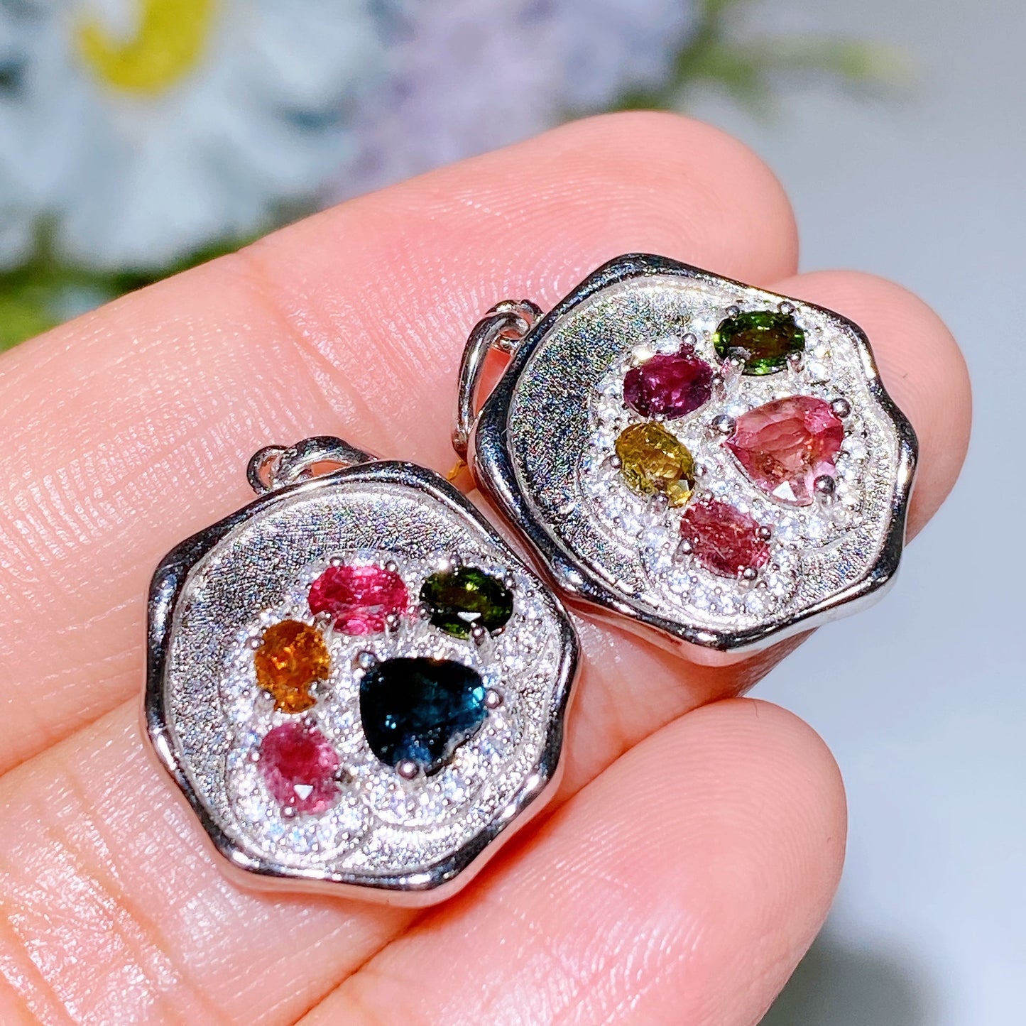 925 Silver Rainbow Tourmaline Paw Pendant Crystal Healing Bulk Wholesale