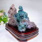 23cm Large unique Grape Agate Specimen with Free Wooden Stand Crystal Healing Bulk Wholesale