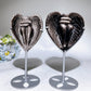 Silver Obsidian Heart Angel Carving with Stand Crystal Healing Bulk Wholesale