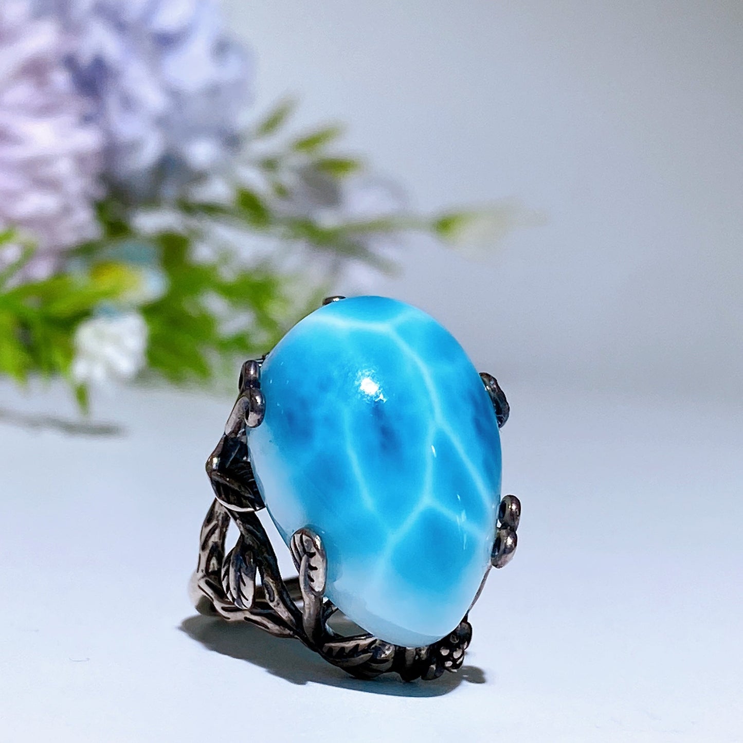 Sterling Silver Larimar Ring Crystal Healing Bulk Wholesale