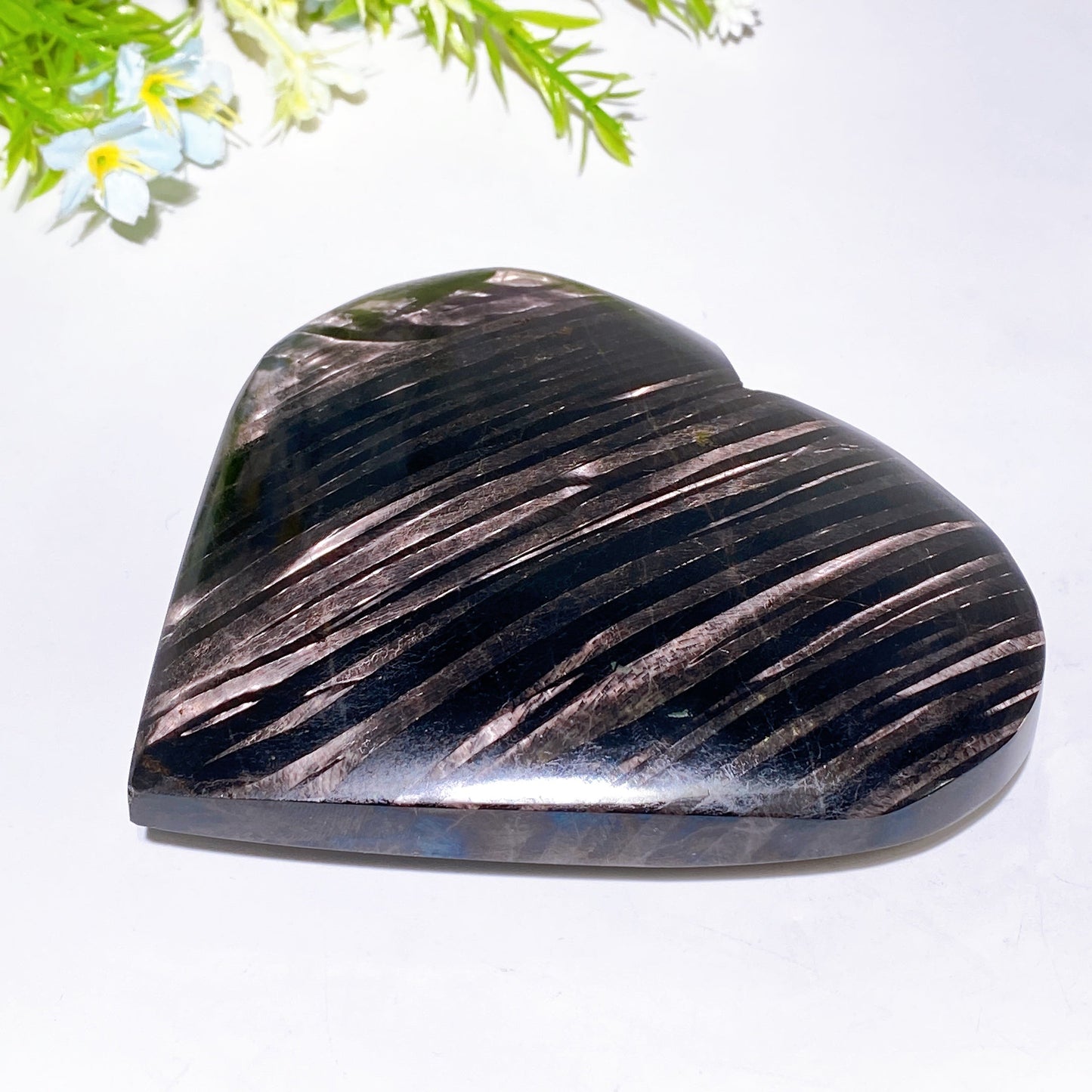 5.0" Large Unique Hypersthene Heart Carving with Stand Crystal Healing Bulk Wholesale