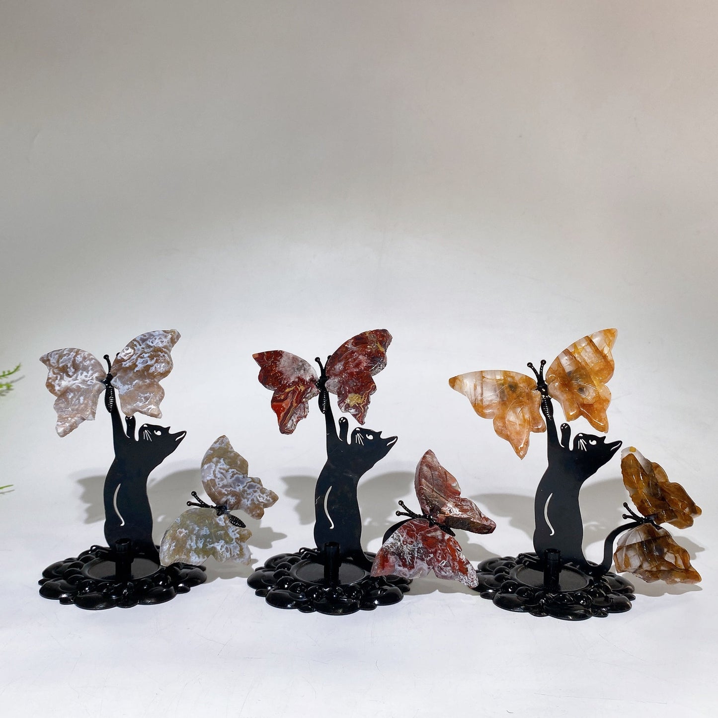 Crystal Cat Catching Butterfly Crystal Healing Bulk Wholesale