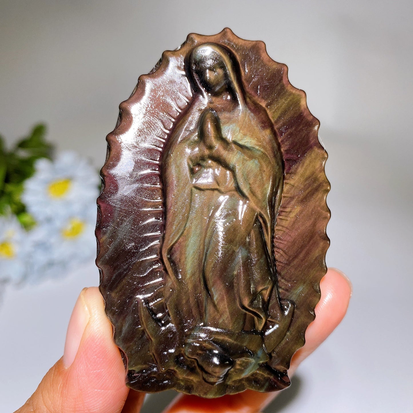 3.1" Rainbow Obsidian Maria Carving Crystal Healing Bulk Wholesale