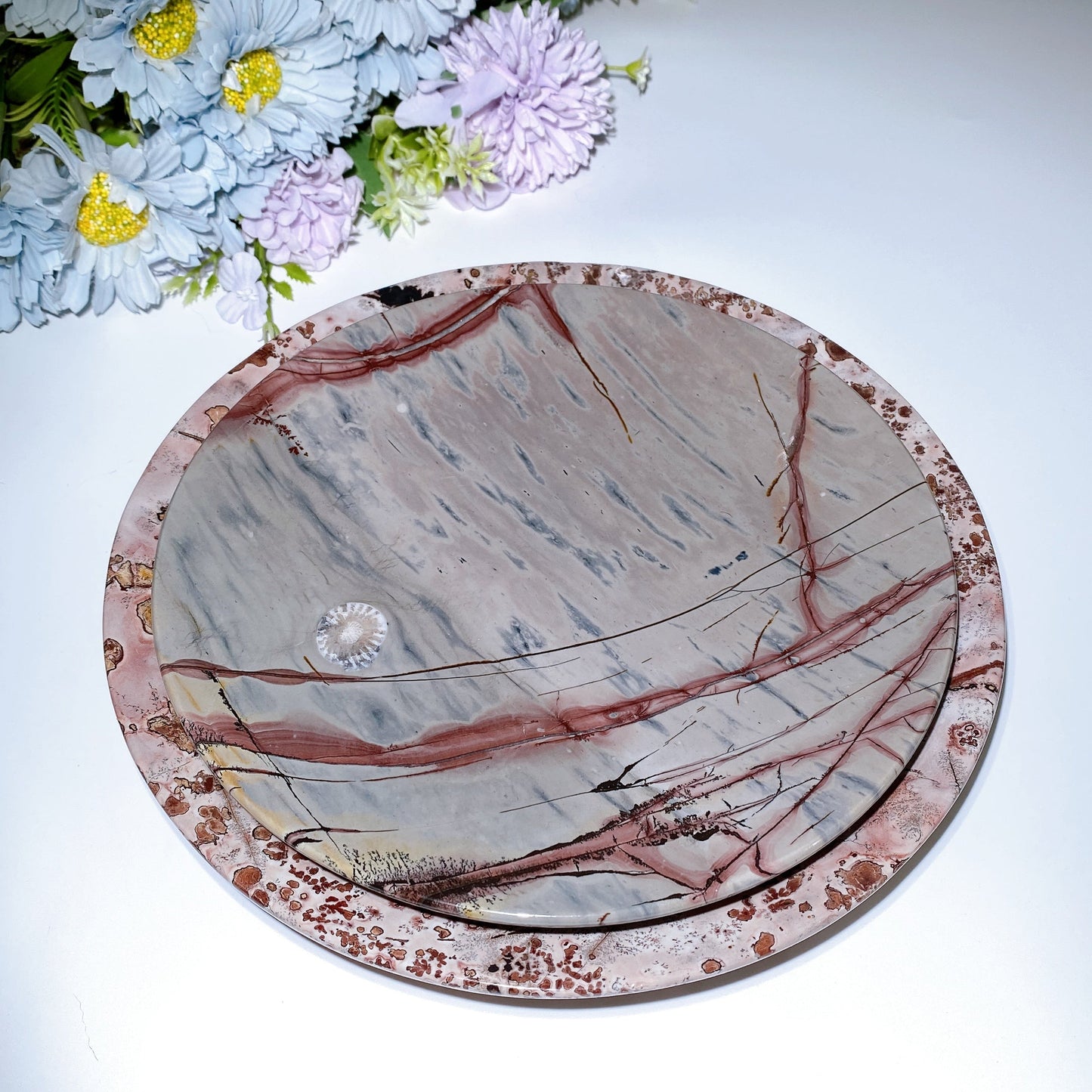 20.5-24cm Picture Jasper Plate Carving Crystal Healing Bulk Wholesale