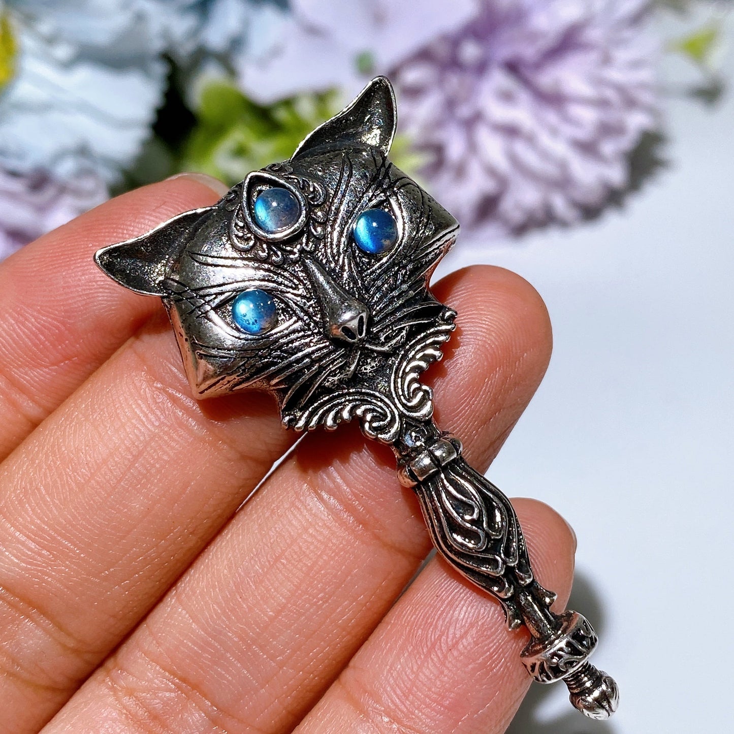 Laradorite Garnet Silver Cat Pendant Crystal Healing Bulk Wholelesale