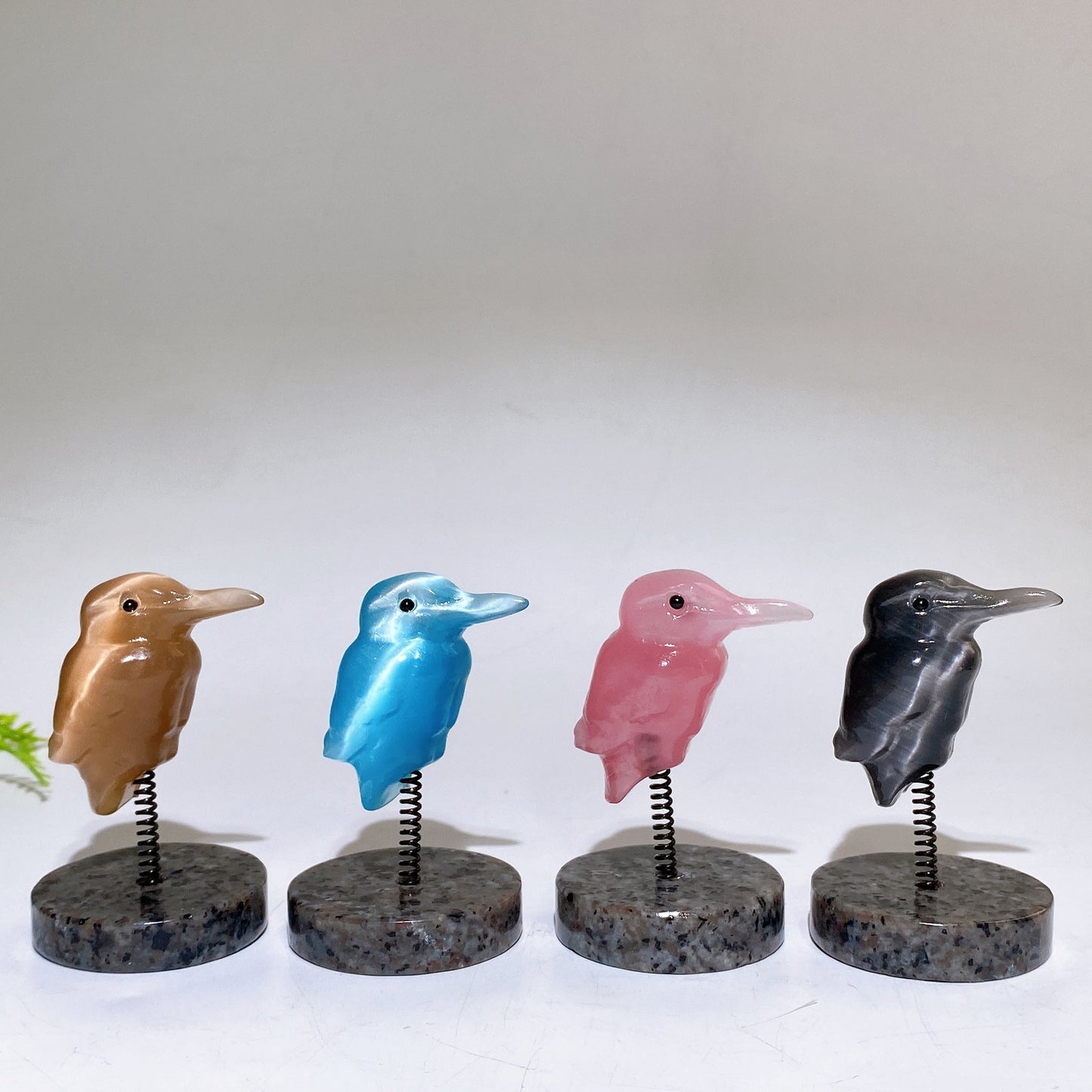 Cat's Eye Hummingbird on Spring with UV Reactive Yooperlite Base Free Form Crystal Healing Bulk Wholesale