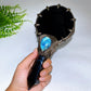 Natural Black Obsidian Mirror wtih Point Handle Labradorite Decor Crystal Healing Bulk Wholesale