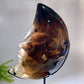 Large Unique Hand Carved Natural Smoky Quartz Moon Face with Strong Rainbow with Stand Crystal Healing Bulk Wholesale