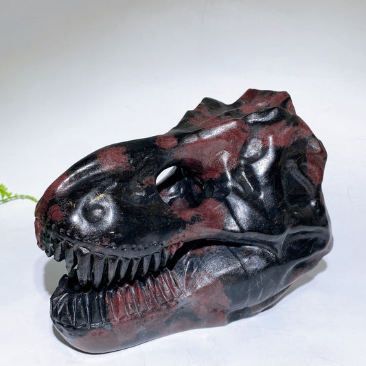 Natural Astrophylite Growing with Garnet Dinosaur Skull Carving Crystal Healing Bulk Wholesale