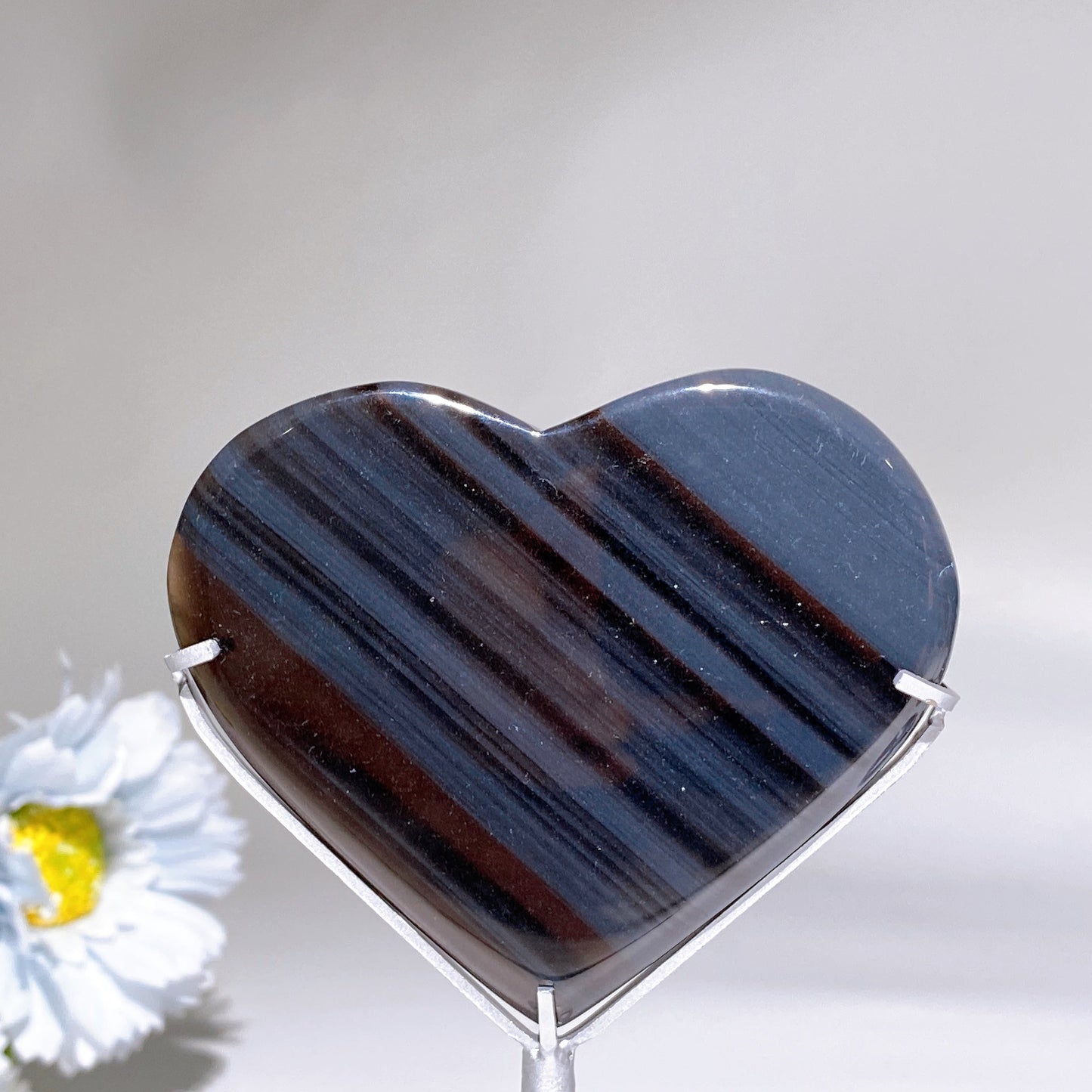 2.8"-3.1" Midnight Lace Obsidian Heart Carving with Stand Crystal Healing Bulk Wholesale