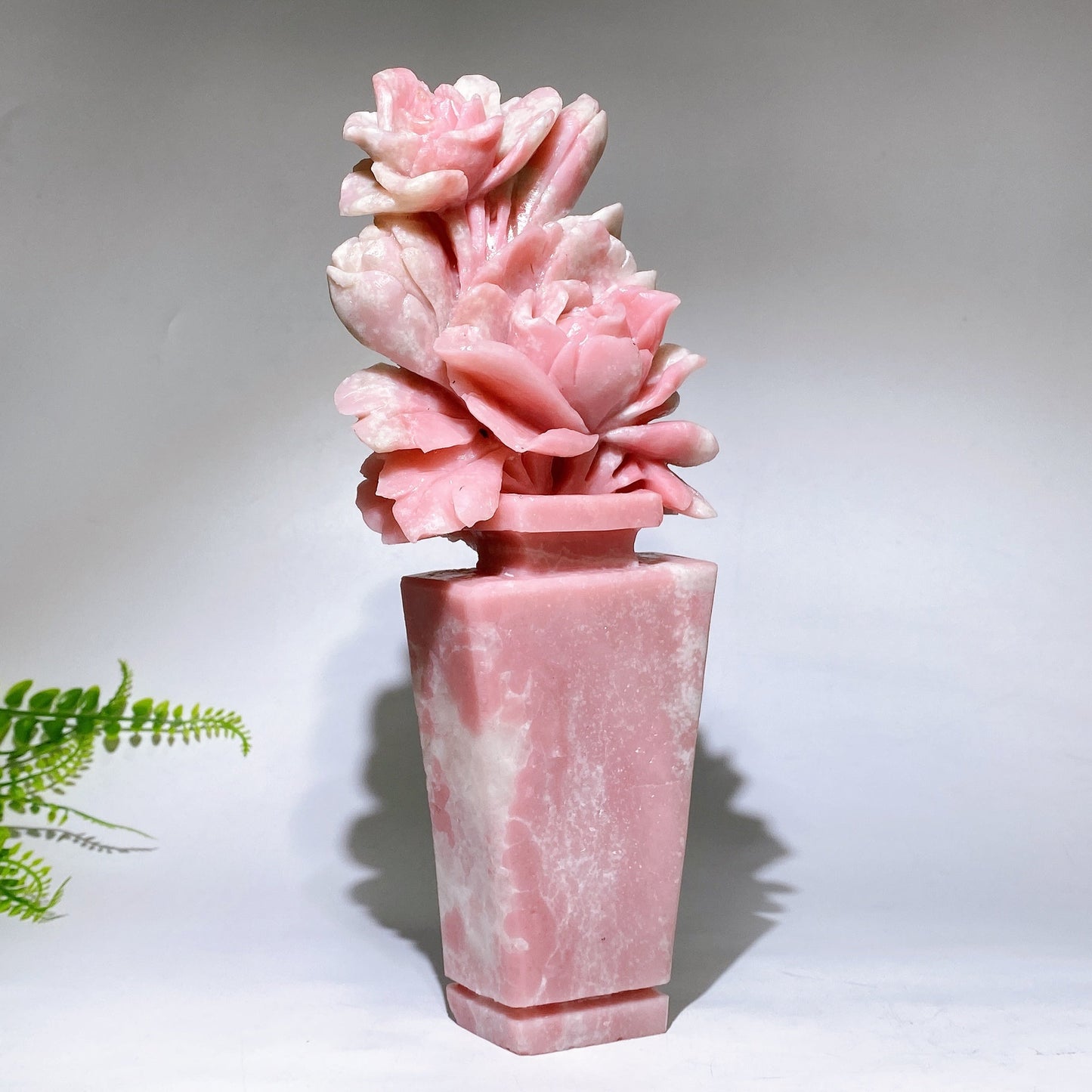 Hand Carved Unique Natural Pink Opal Peony Vase Free Form Crystal Healing Bulk Wholesale