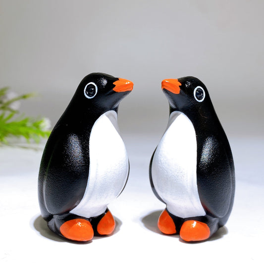 2.4" Black Obsidian Penguin Carving with Printing Crystal Healing Bulk Wholesale