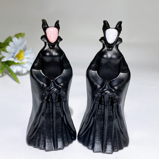 4.6" Black Obsidian Maleficent Carving Crystal Healing Bulk Wholesale