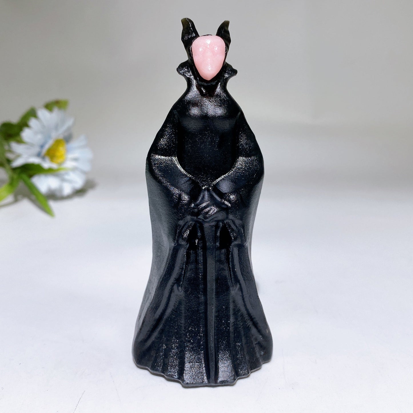 4.6" Black Obsidian Maleficent Carving Crystal Healing Bulk Wholesale