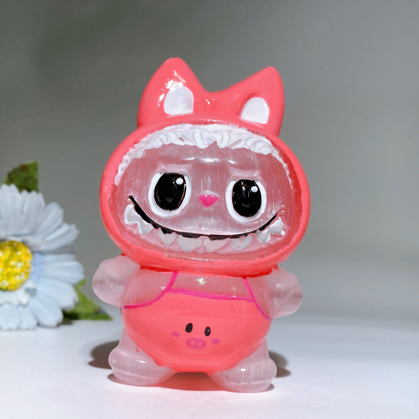 3.8" Selenite Labubu Carving with Hand  Painting Crystal Healing Bulk Wholesale