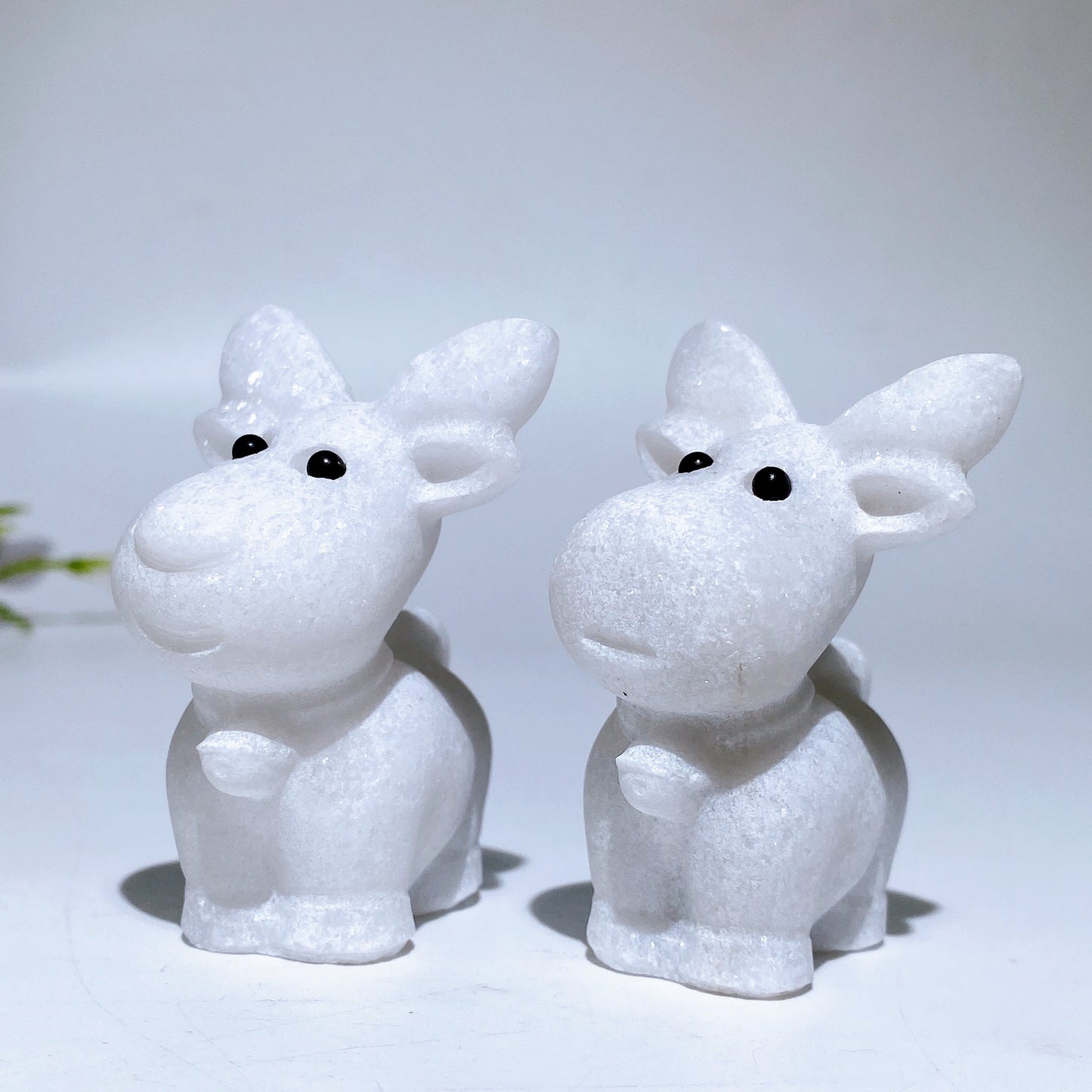 2.4" White Jade Deer Carving Crystal Healing Bulk Wholesale