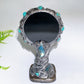 23cm Natural Black Obsidian Magic Mirror with Resin Handle Crystal Healing Bulk Wholesale