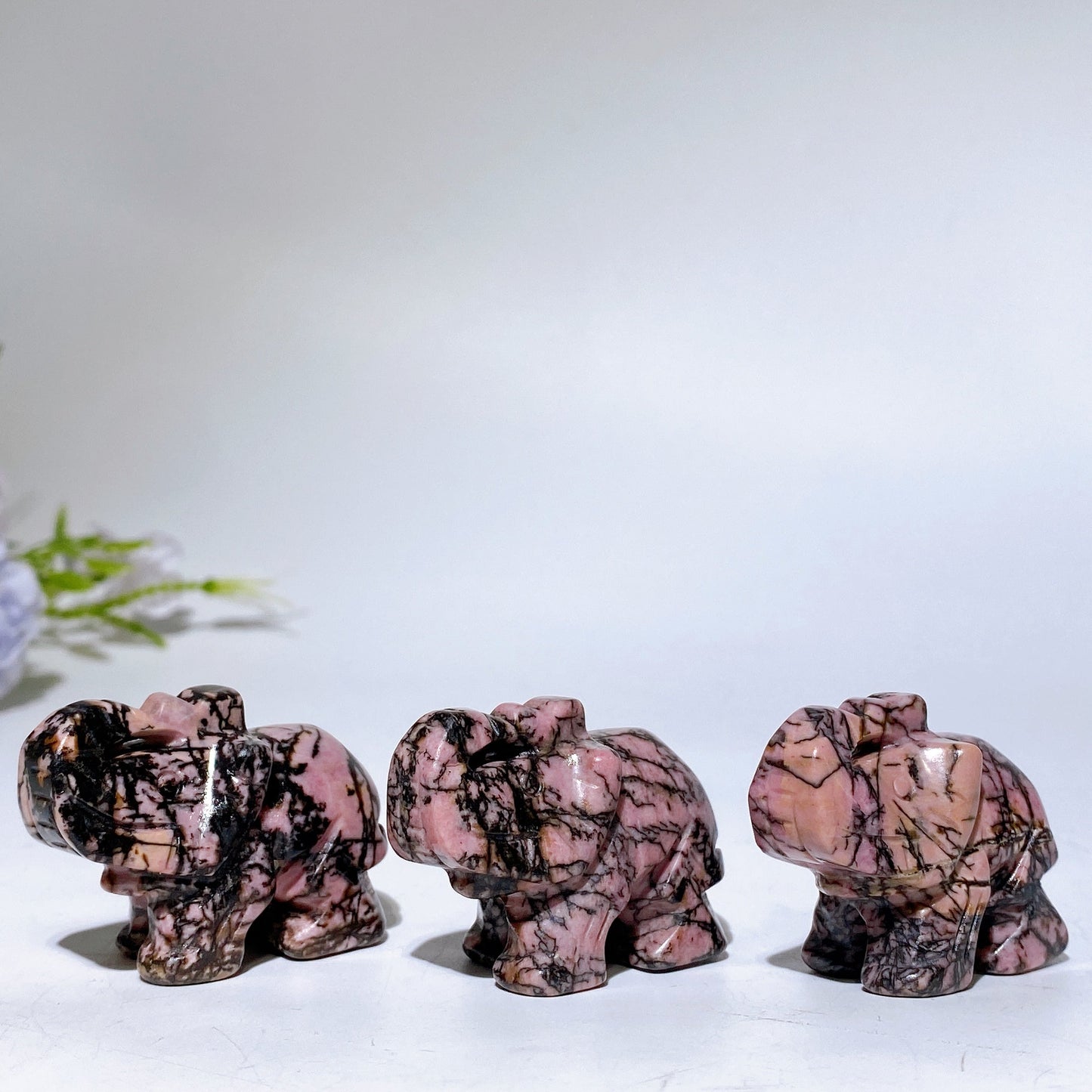 1.6” Rhodonite Elephant Carving Crystal Healing Bulk Wholesale
