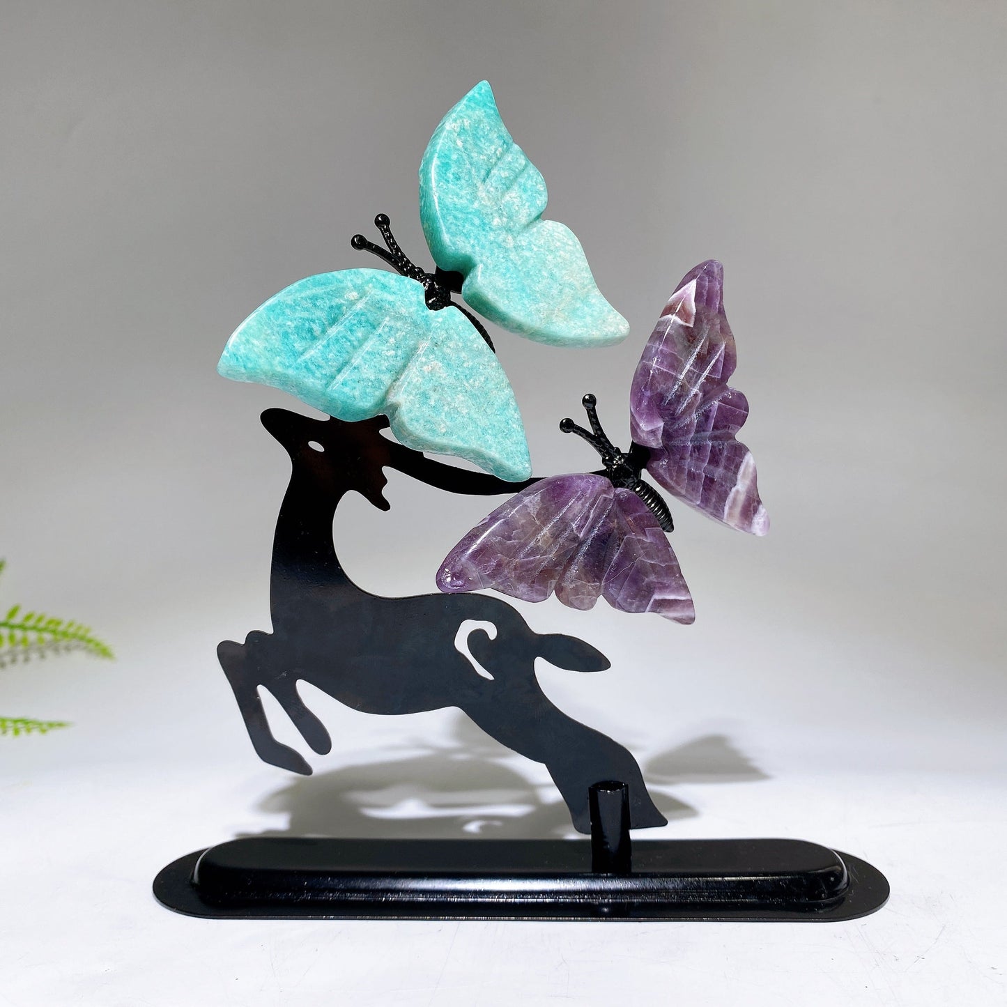 Natural Crystal Butterfly with Metal Deer Free Form Crystal Healing Bulk Wholesale